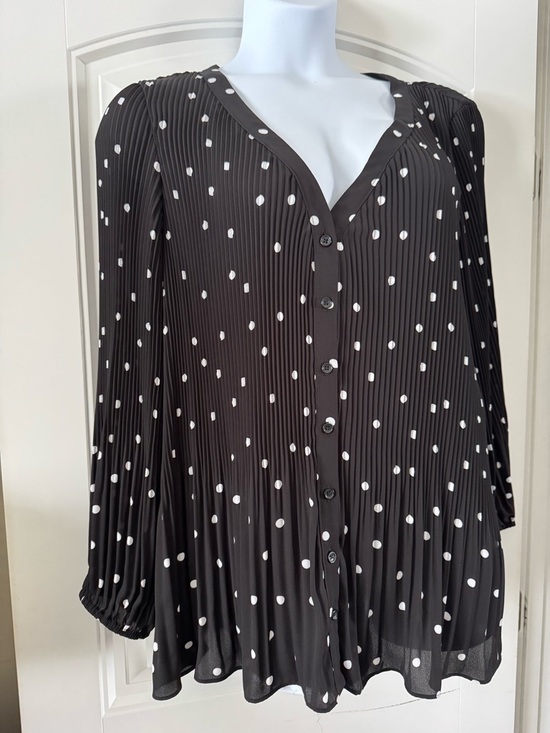 Penningtons Tops - Penningtons Black Blouse with White Polka Dots